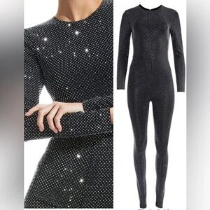 ALICE + OLIVIA Freddie Studded Long Sleeve Cat Suit